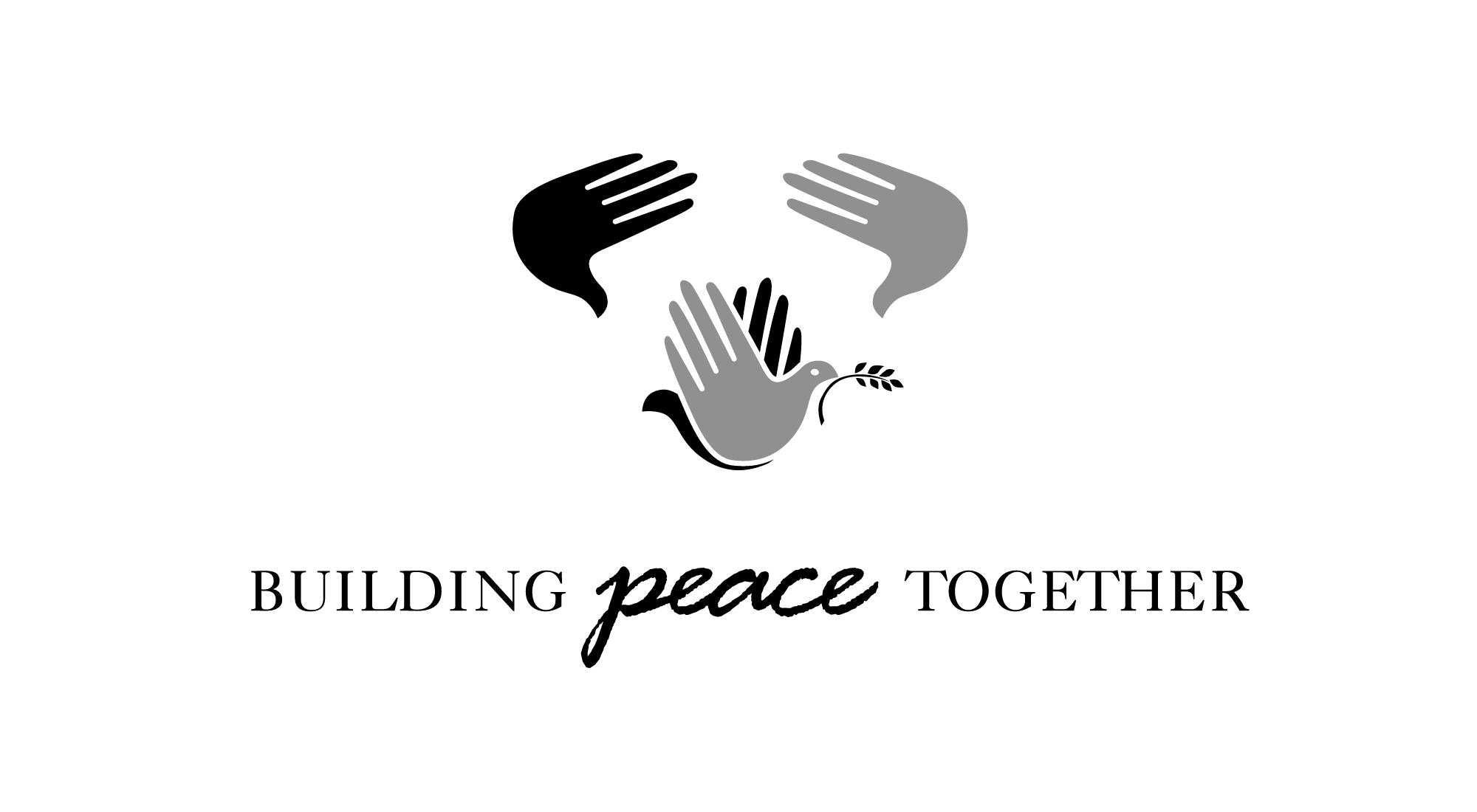 Image of Building Peace Together logo used hands to form a dove