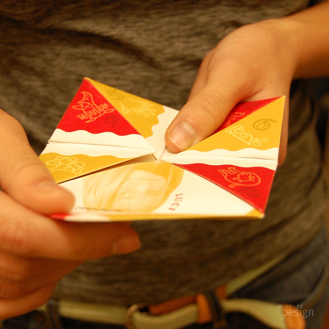 Image of Fortune Teller Holiday Card open corner being read